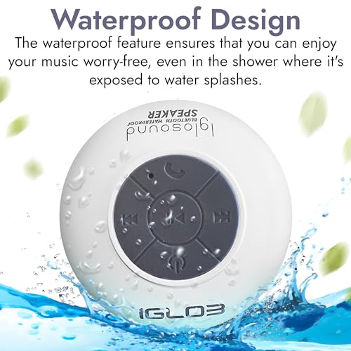 IGLO3 Bluetooth Shower Speaker - Waterproof Speaker for Shower with Suction Cup, Built-in Microphone Voice Control Bathroom Speaker Bluetooth Waterproof, Shower Speaker Bluetooth Waterproof (Pink)