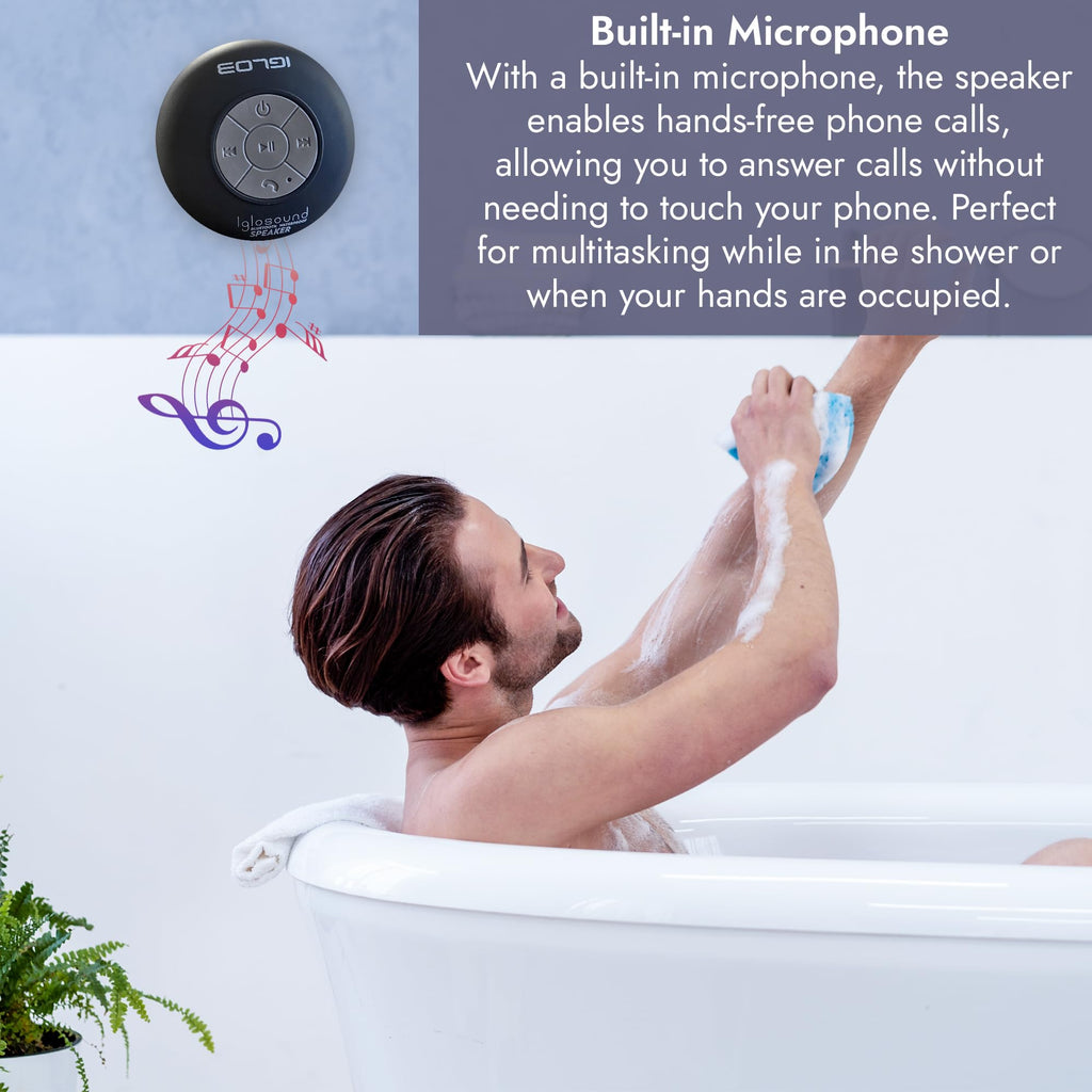 IGLO3 Bluetooth Shower Speaker - Waterproof Speaker for Shower with Suction Cup, Built-in Microphone Voice Control Bathroom Speaker Bluetooth Waterproof, Shower Speaker Bluetooth Waterproof (Pink)