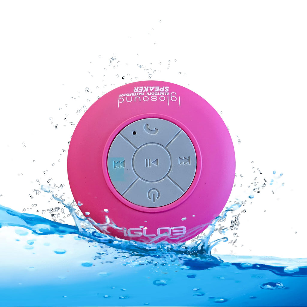 IGLO3 Bluetooth Shower Speaker - Waterproof Speaker for Shower with Suction Cup, Built-in Microphone Voice Control Bathroom Speaker Bluetooth Waterproof, Shower Speaker Bluetooth Waterproof (Pink)