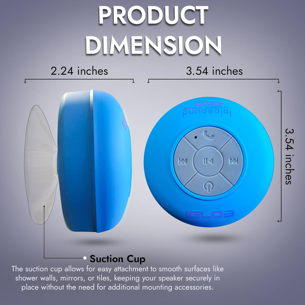 IGLO3 Bluetooth Shower Speaker - Waterproof Speaker for Shower with Suction Cup, Built-in Microphone Voice Control Bathroom Speaker Bluetooth Waterproof, Shower Speaker Bluetooth Waterproof (Pink)