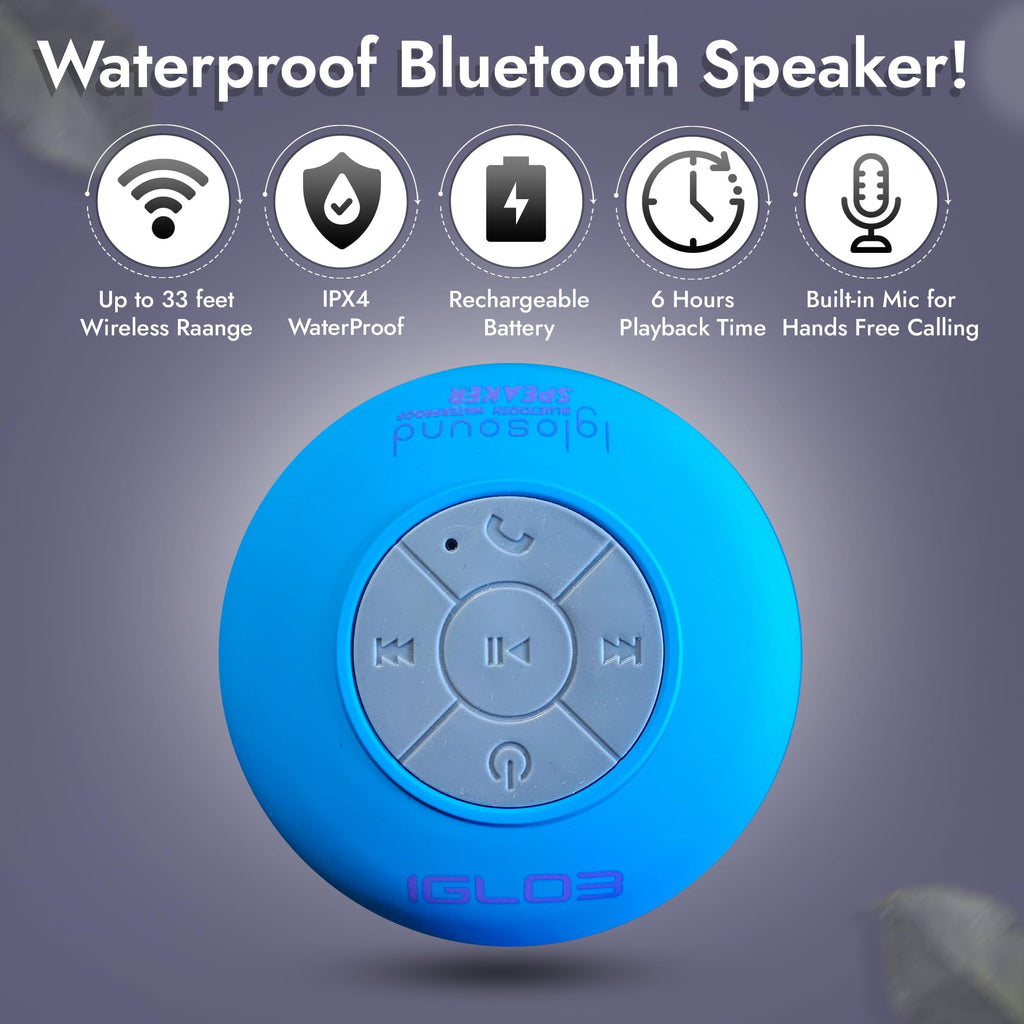 IGLO3 Bluetooth Shower Speaker - Waterproof Speaker for Shower with Suction Cup, Built-in Microphone Voice Control Bathroom Speaker Bluetooth Waterproof, Shower Speaker Bluetooth Waterproof (Pink)