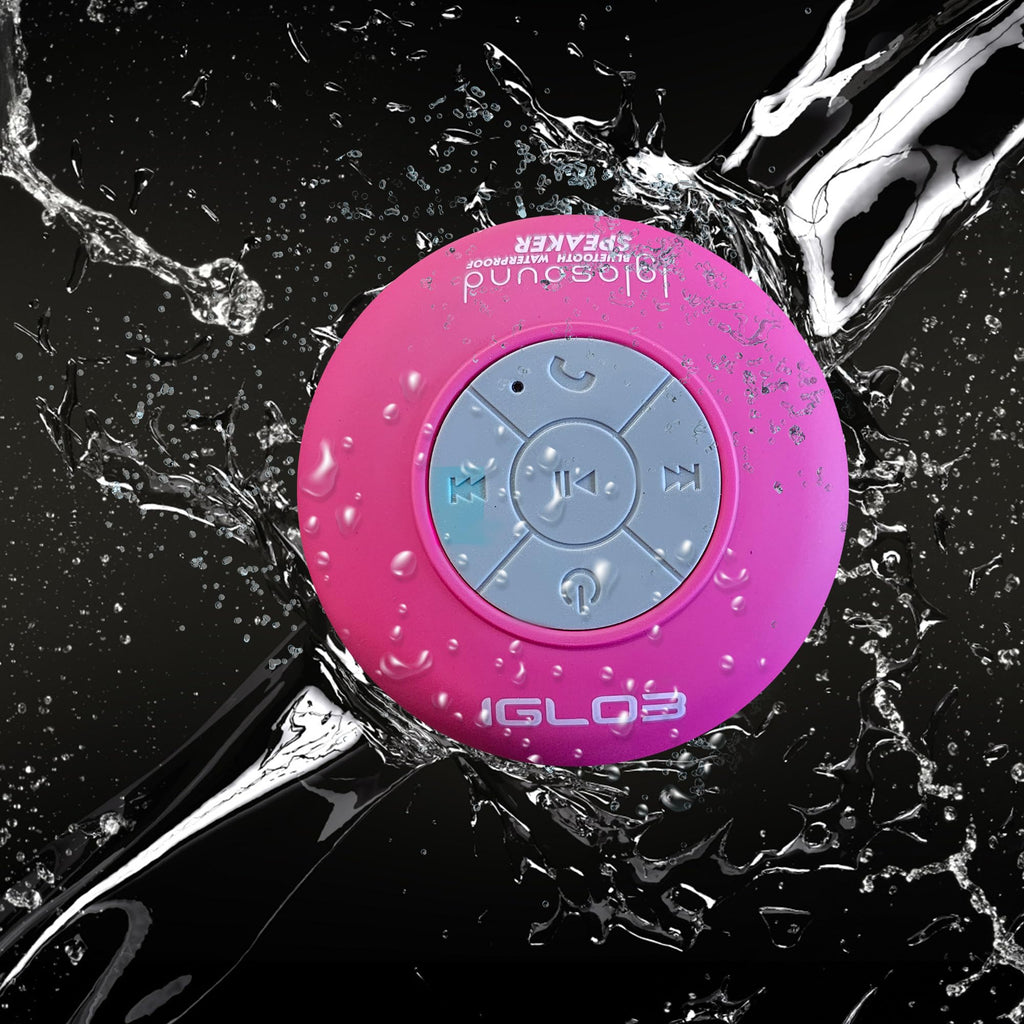 IGLO3 Bluetooth Shower Speaker - Waterproof Speaker for Shower with Suction Cup, Built-in Microphone Voice Control Bathroom Speaker Bluetooth Waterproof, Shower Speaker Bluetooth Waterproof (Pink)