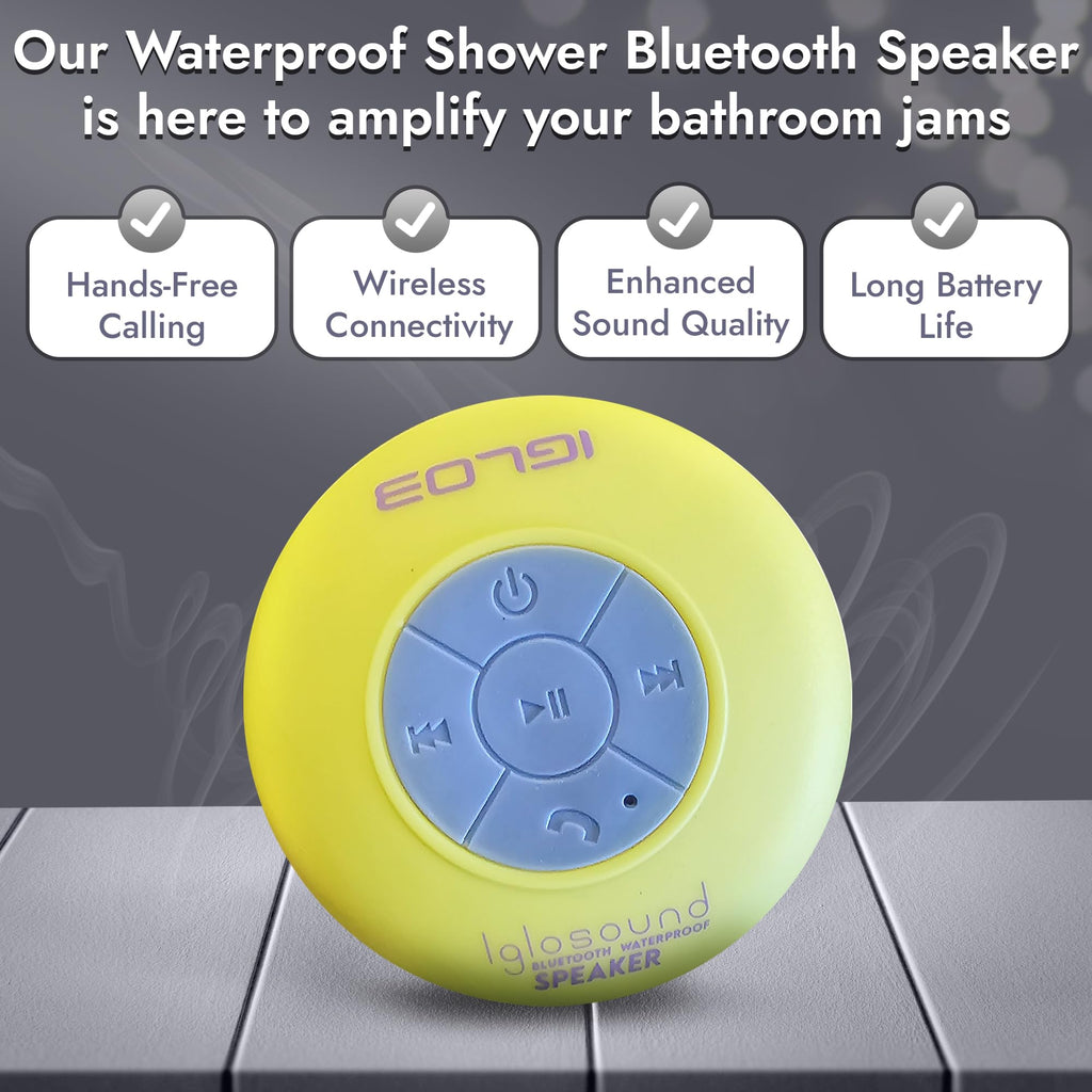 IGLO3 Bluetooth Shower Speaker - Waterproof Speaker for Shower with Suction Cup, Built-in Microphone Voice Control Bathroom Speaker Bluetooth Waterproof, Shower Speaker Bluetooth Waterproof (Pink)