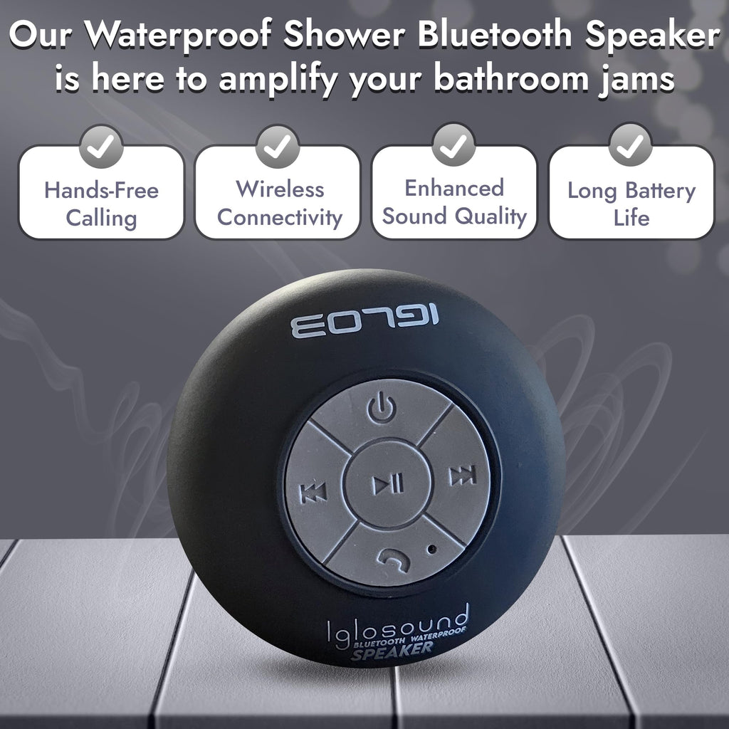 IGLO3 Bluetooth Shower Speaker - Waterproof Speaker for Shower with Suction Cup, Built-in Microphone Voice Control Bathroom Speaker Bluetooth Waterproof, Shower Speaker Bluetooth Waterproof (Pink)